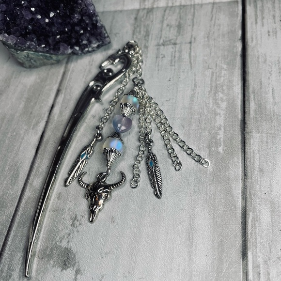 Artisan Moonstone Boho Hand Crafted Hairpin - Picture 3 of 14